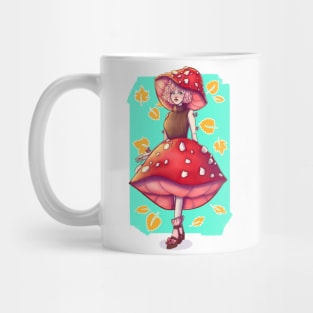 Mushroom girl, mushroom, leaves, fall, autumn, original character, original art, artwork, digital art, artist, Mug